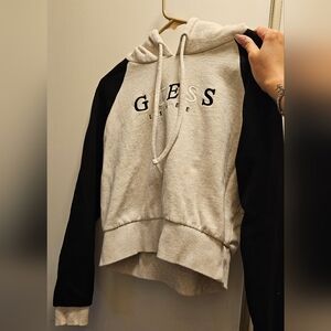GUESS Women's Two-Tone Hoodie in Black and Cream